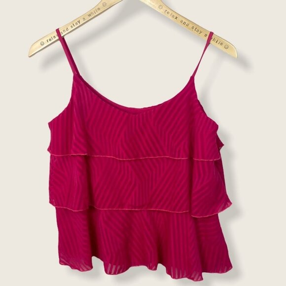 Anthropologie Amadi Tiered Ruffle Pink Cami Tank Size XS Layer Top Bohemian Boho - Picture 2 of 8